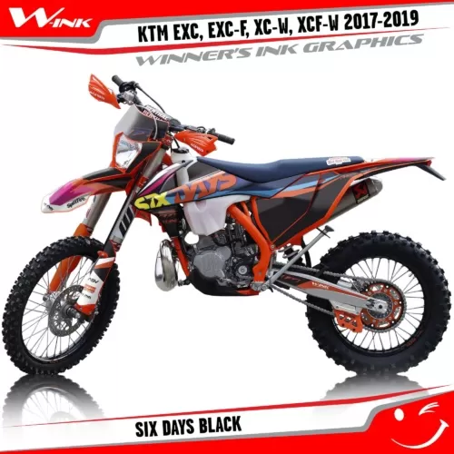 KTM-EXC-EXC-F-XC-W-XCF-W-2017-2018-2019-graphics-kit-and-decals-Six-Days-Black