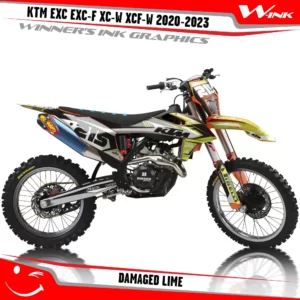 KTM-EXC-EXC-F-XC-W-XCF-W-2020-2021-2022-2023-graphics-kit-and-decals-with-design-Damaged-Black-Lime