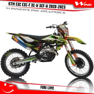 KTM-EXC-EXC-F-XC-W-XCF-W-2020-2021-2022-2023-graphics-kit-and-decals-with-design-Furi-Black-Lime