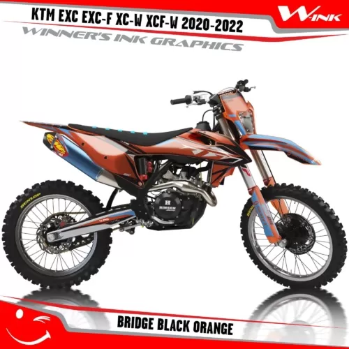KTM-EXC-EXC-F-XC-W-XCF-W-2020-2021-2022-graphics-kit-and-decals-with-design-Bridge-Black-Orange