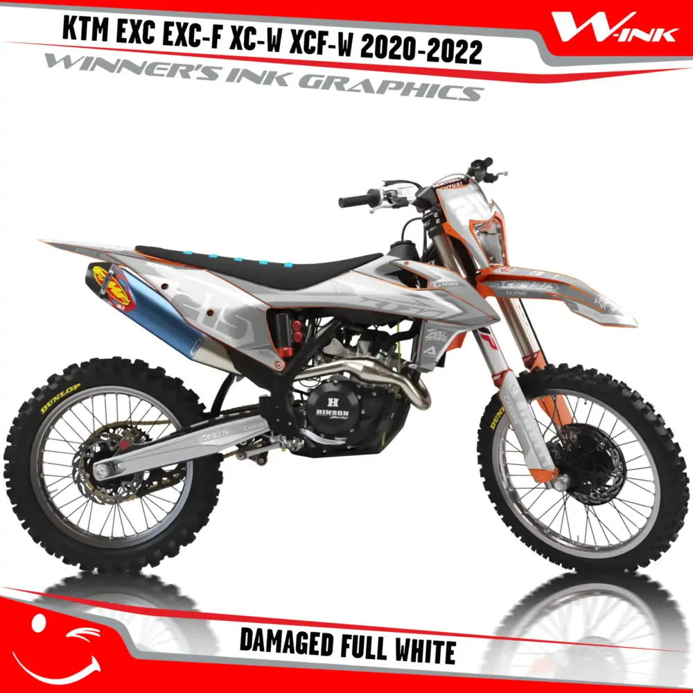 KTM-EXC-EXC-F-XC-W-XCF-W-2020-2021-2022-graphics-kit-and-decals-with-design-Damaged-Full-White