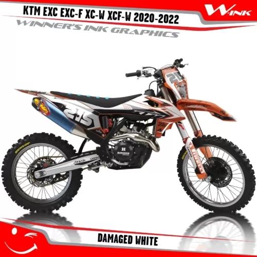 KTM-EXC-EXC-F-XC-W-XCF-W-2020-2021-2022-graphics-kit-and-decals-with-design-Damaged-White