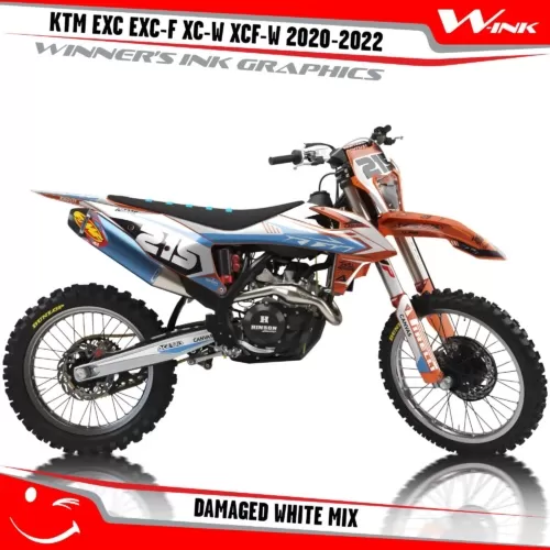 KTM-EXC-EXC-F-XC-W-XCF-W-2020-2021-2022-graphics-kit-and-decals-with-design-Damaged-White-Mix