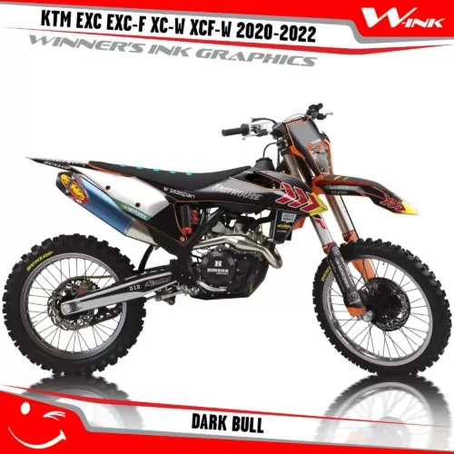 KTM-EXC-EXC-F-XC-W-XCF-W-2020-2021-2022-graphics-kit-and-decals-with-design-Dark-Bull