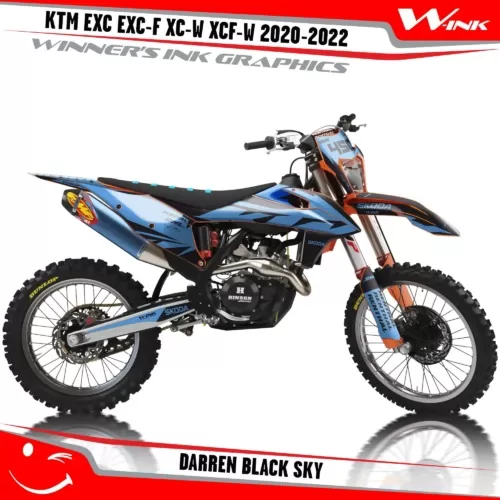 KTM-EXC-EXC-F-XC-W-XCF-W-2020-2021-2022-graphics-kit-and-decals-with-design-Darren-Black-Sky