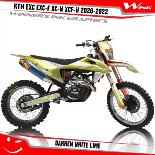 KTM-EXC-EXC-F-XC-W-XCF-W-2020-2021-2022-graphics-kit-and-decals-with-design-Darren-White-Lime
