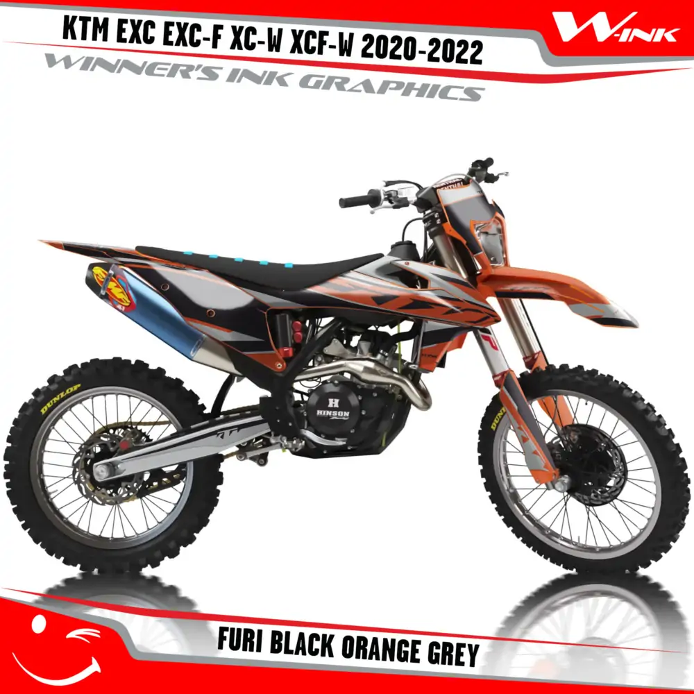 KTM-EXC-EXC-F-XC-W-XCF-W-2020-2021-2022-graphics-kit-and-decals-with-design-Furi-Black-Orange-Grey