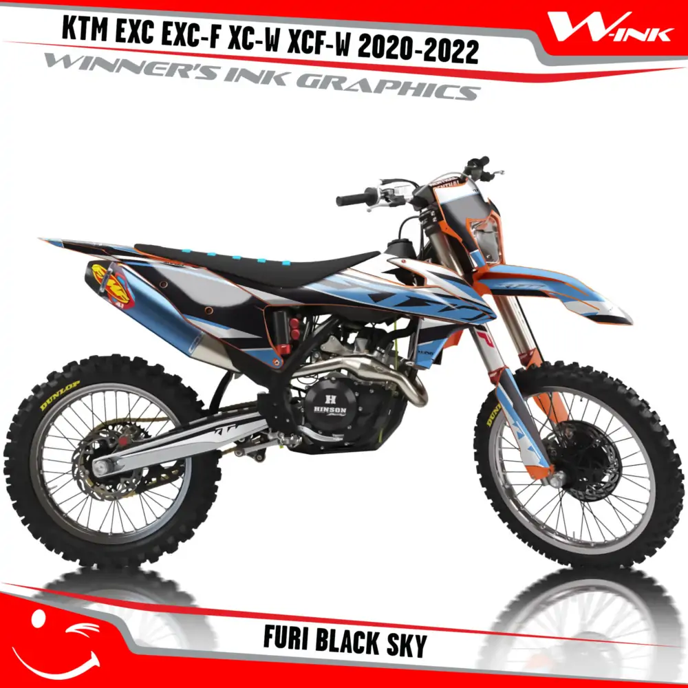 KTM-EXC-EXC-F-XC-W-XCF-W-2020-2021-2022-graphics-kit-and-decals-with-design-Furi-Black-Sky