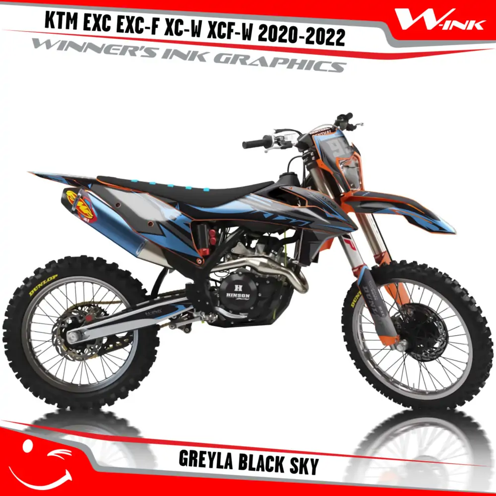 KTM-EXC-EXC-F-XC-W-XCF-W-2020-2021-2022-graphics-kit-and-decals-with-design-Greyla-Black-Sky