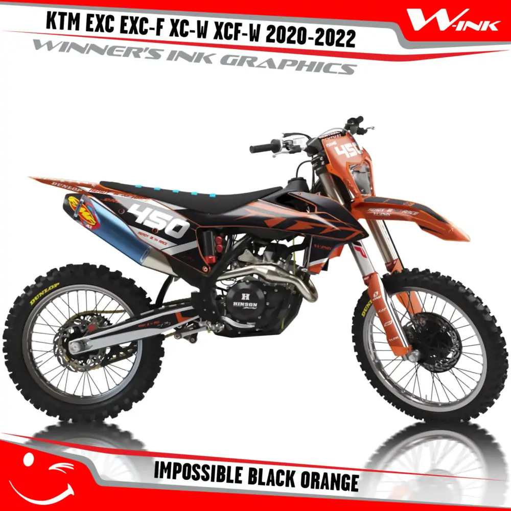 KTM-EXC-EXC-F-XC-W-XCF-W-2020-2021-2022-graphics-kit-and-decals-with-design-Impossible-Black-Orange