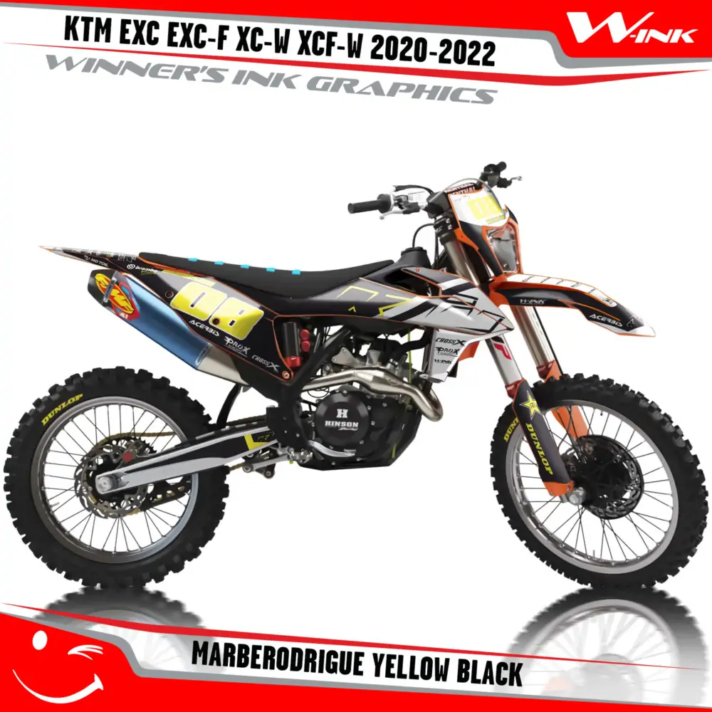 KTM-EXC-EXC-F-XC-W-XCF-W-2020-2021-2022-graphics-kit-and-decals-with-design-Marberodrigue-Yellow-Black