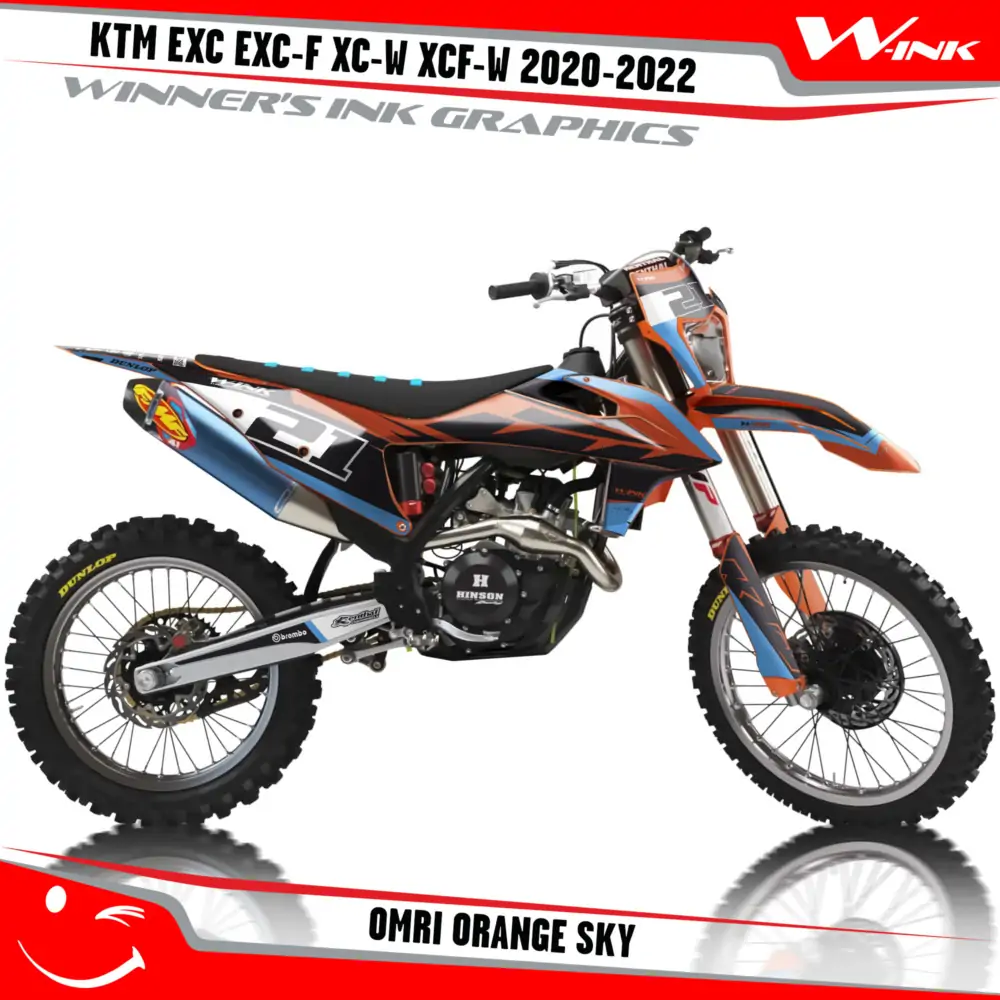 KTM-EXC-EXC-F-XC-W-XCF-W-2020-2021-2022-graphics-kit-and-decals-with-design-Omri-Orange-Sky