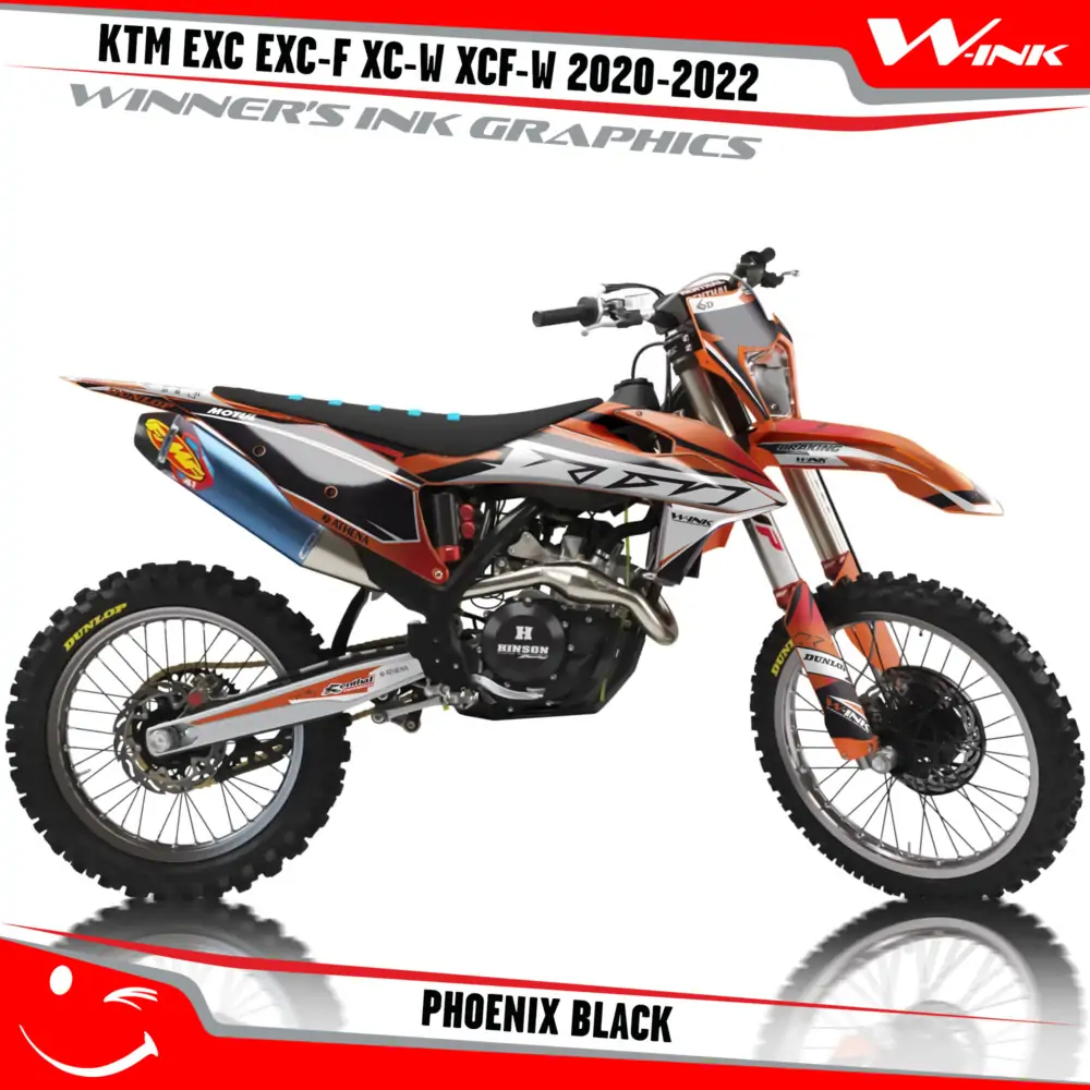 KTM-EXC-EXC-F-XC-W-XCF-W-2020-2021-2022-graphics-kit-and-decals-with-design-Phoenix-Black