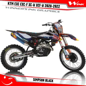 KTM-EXC-EXC-F-XC-W-XCF-W-2020-2021-2022-graphics-kit-and-decals-with-design-Simpson-Black