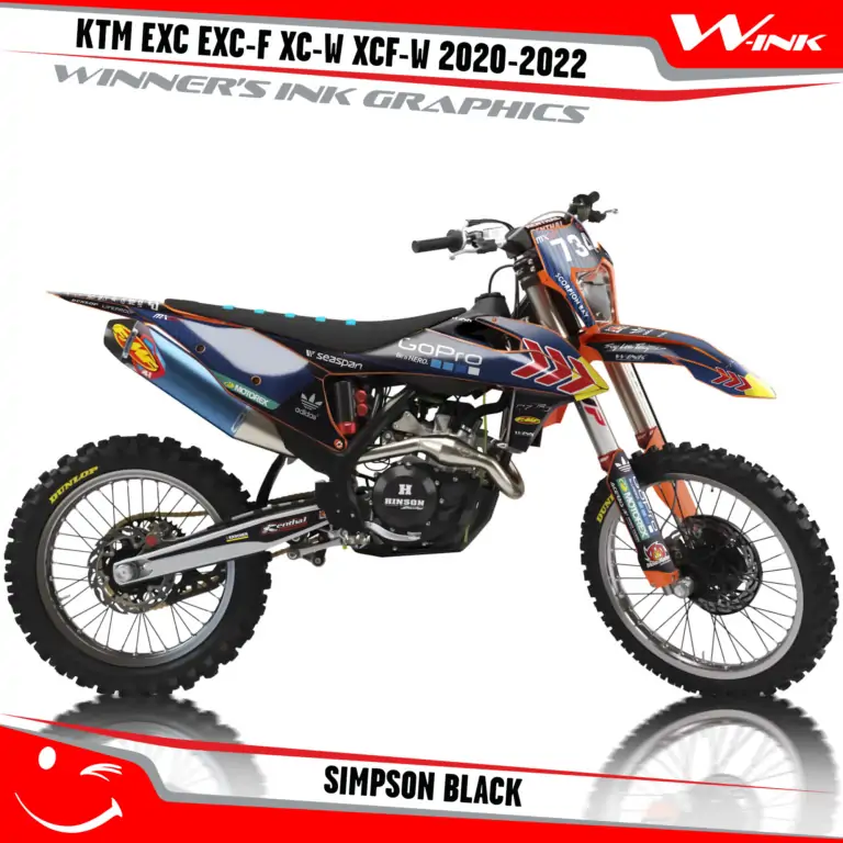 KTM-EXC-EXC-F-XC-W-XCF-W-2020-2021-2022-graphics-kit-and-decals-with-design-Simpson-Black