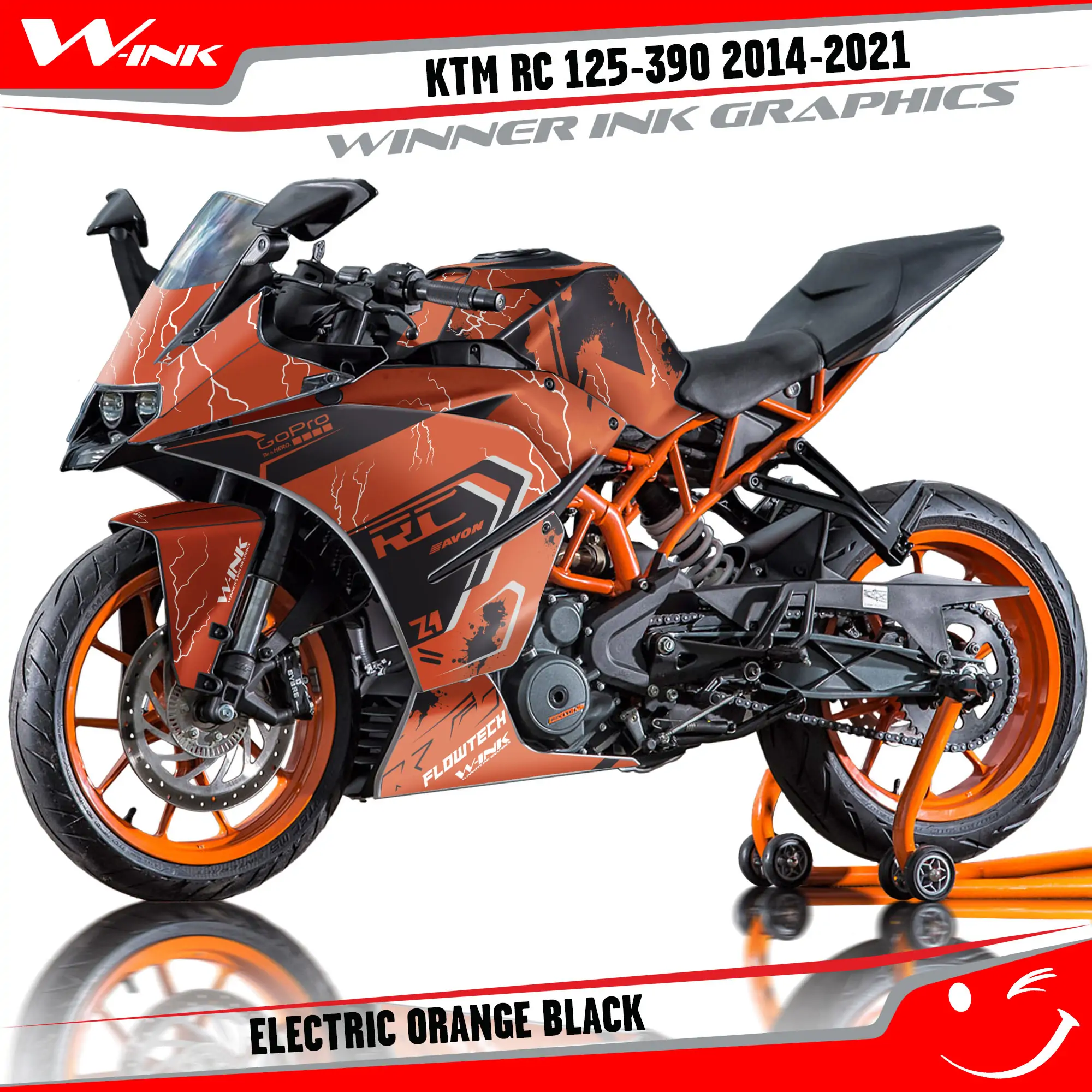 Buy decals For KTM RC 125,200,250,390 2014-2021 Electric Oranghe Black