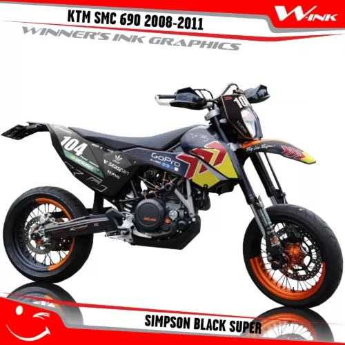 KTM-SMC-690-2008-2010-2011-graphics-kit-and-decals-Simpson-Black-Super