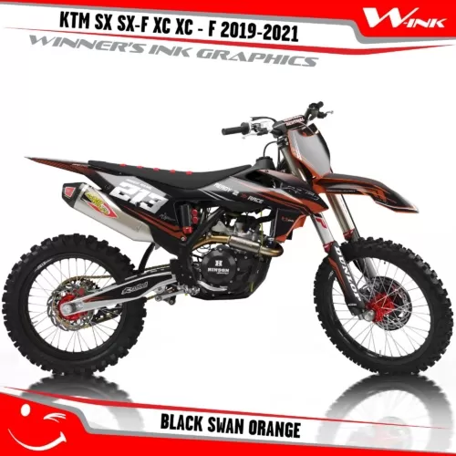 KTM-SX-SX-F-XC-XC-F-2019-2020-2021-2022-graphics-kit-and-decals-with-design-Black-Swan-Orange