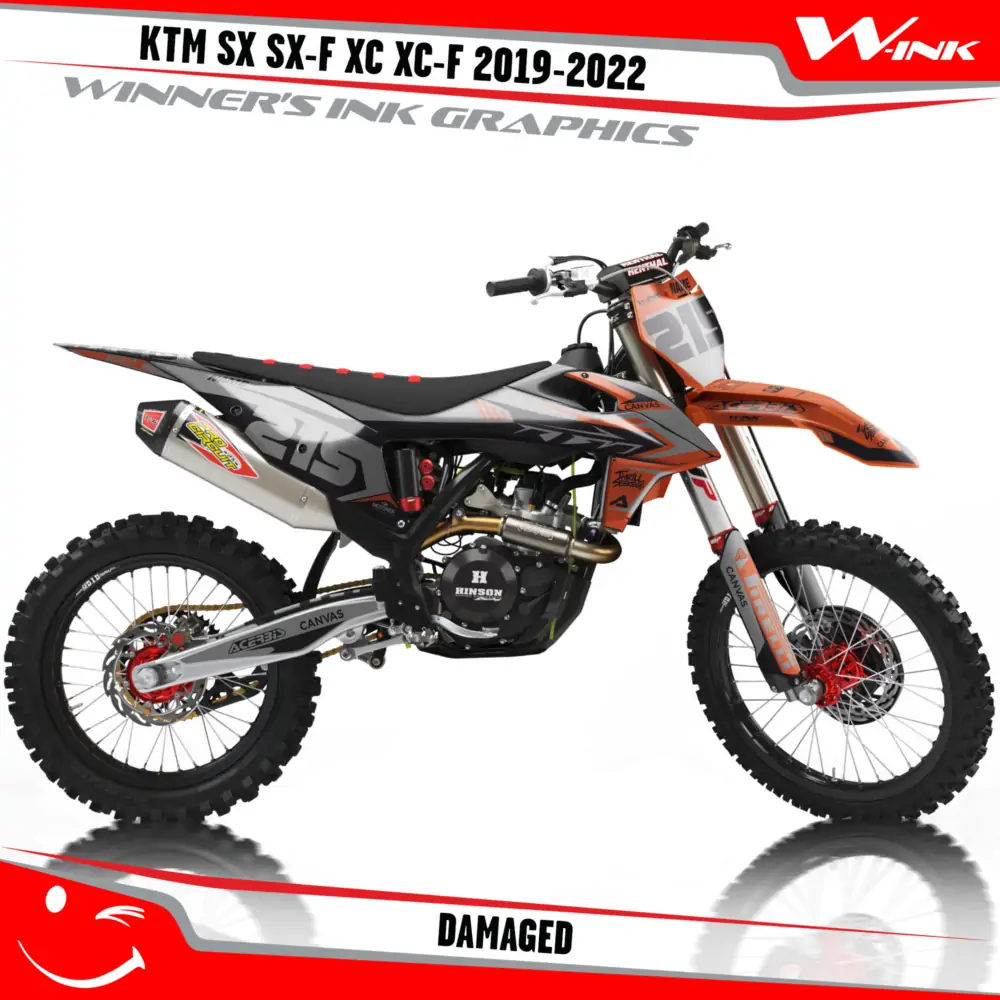 KTM-SX-SX-F-XC-XC-F-2019-2020-2021-2022-graphics-kit-and-decals-with-design-Damaged