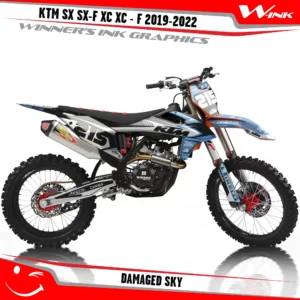 KTM-SX-SX-F-XC-XC-F-2019-2020-2021-2022-graphics-kit-and-decals-with-design-Damaged-Black-Sky