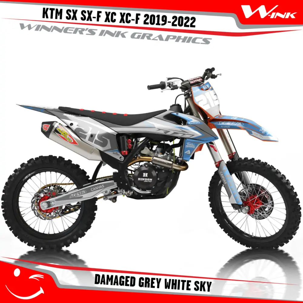 KTM-SX-SX-F-XC-XC-F-2019-2020-2021-2022-graphics-kit-and-decals-with-design-Damaged-Grey-White-Sky
