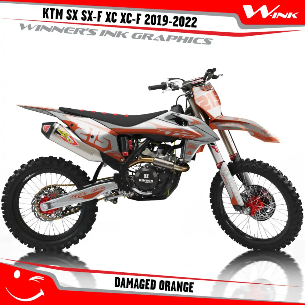 KTM-SX-SX-F-XC-XC-F-2019-2020-2021-2022-graphics-kit-and-decals-with-design-Damaged-Orange
