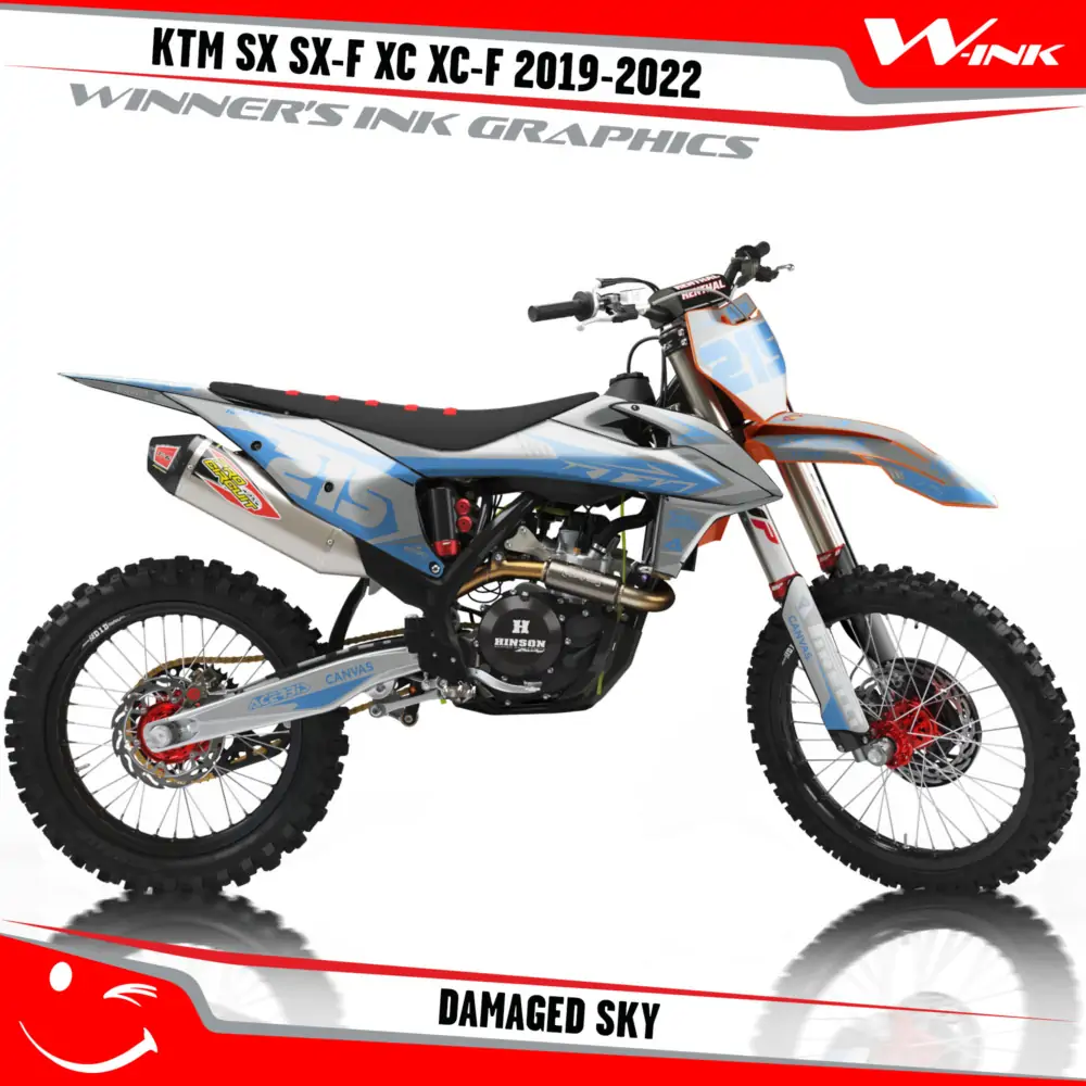 KTM-SX-SX-F-XC-XC-F-2019-2020-2021-2022-graphics-kit-and-decals-with-design-Damaged-Sky