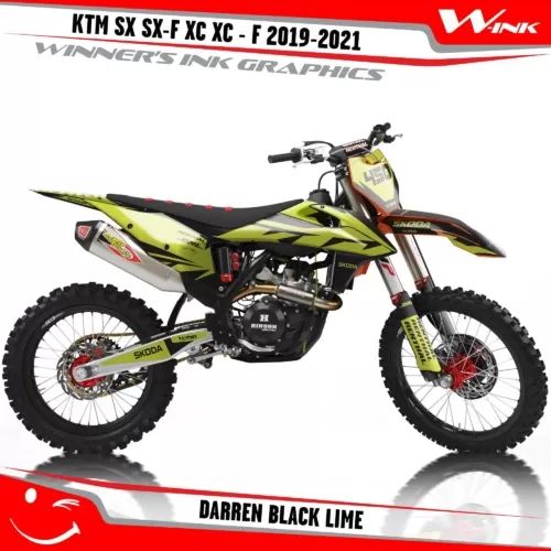 KTM-SX-SX-F-XC-XC-F-2019-2020-2021-2022-graphics-kit-and-decals-with-design-Darren-Black-Lime