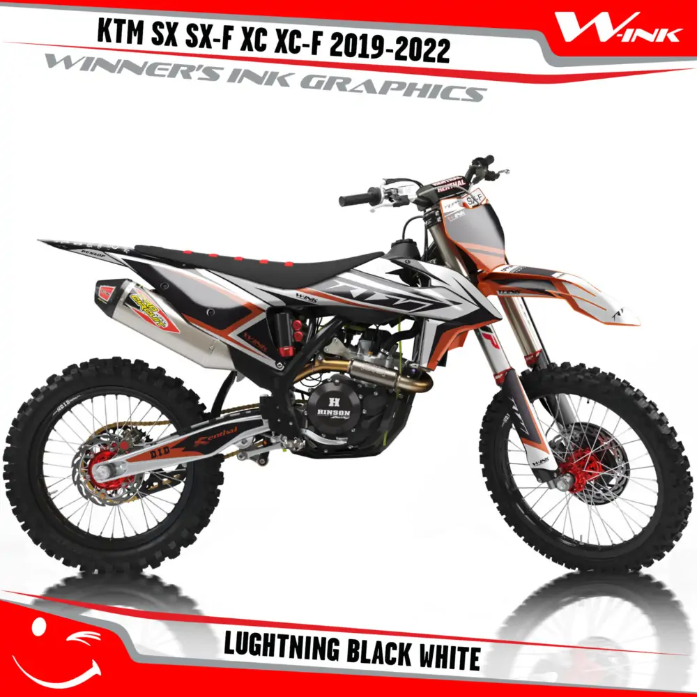 KTM-SX-SX-F-XC-XC-F-2019-2020-2021-2022-graphics-kit-and-decals-with-design-Lightning-Black-White
