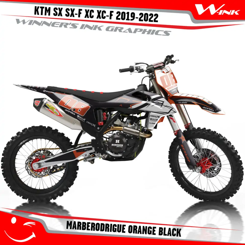 KTM-SX-SX-F-XC-XC-F-2019-2020-2021-2022-graphics-kit-and-decals-with-design-Marberodrigue-Orange-Black