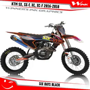 KTM-SX,SX-F,XC,XC-F-2016-2017-2018-graphics-kit-and-decals-Six-Days-Black