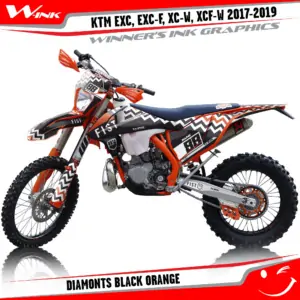 KTM-EXC-EXC-F-XC-W-XCF-W-2017-2018-2019-graphics-kit-and-decals-Diamonts-Black-Orange
