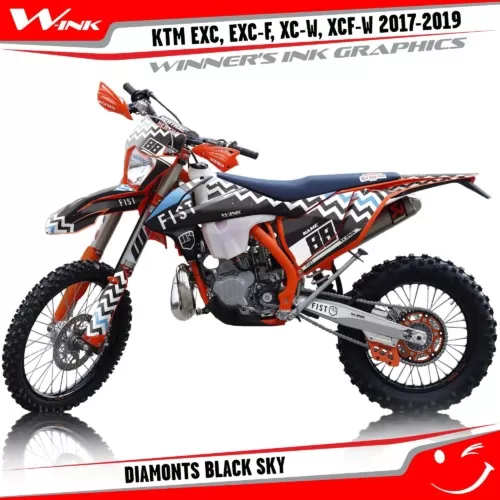 KTM-EXC-EXC-F-XC-W-XCF-W-2017-2018-2019-graphics-kit-and-decals-Diamonts-Black-Sky