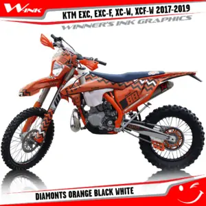 KTM-EXC-EXC-F-XC-W-XCF-W-2017-2018-2019-graphics-kit-and-decals-Diamonts-Orange-Black-White