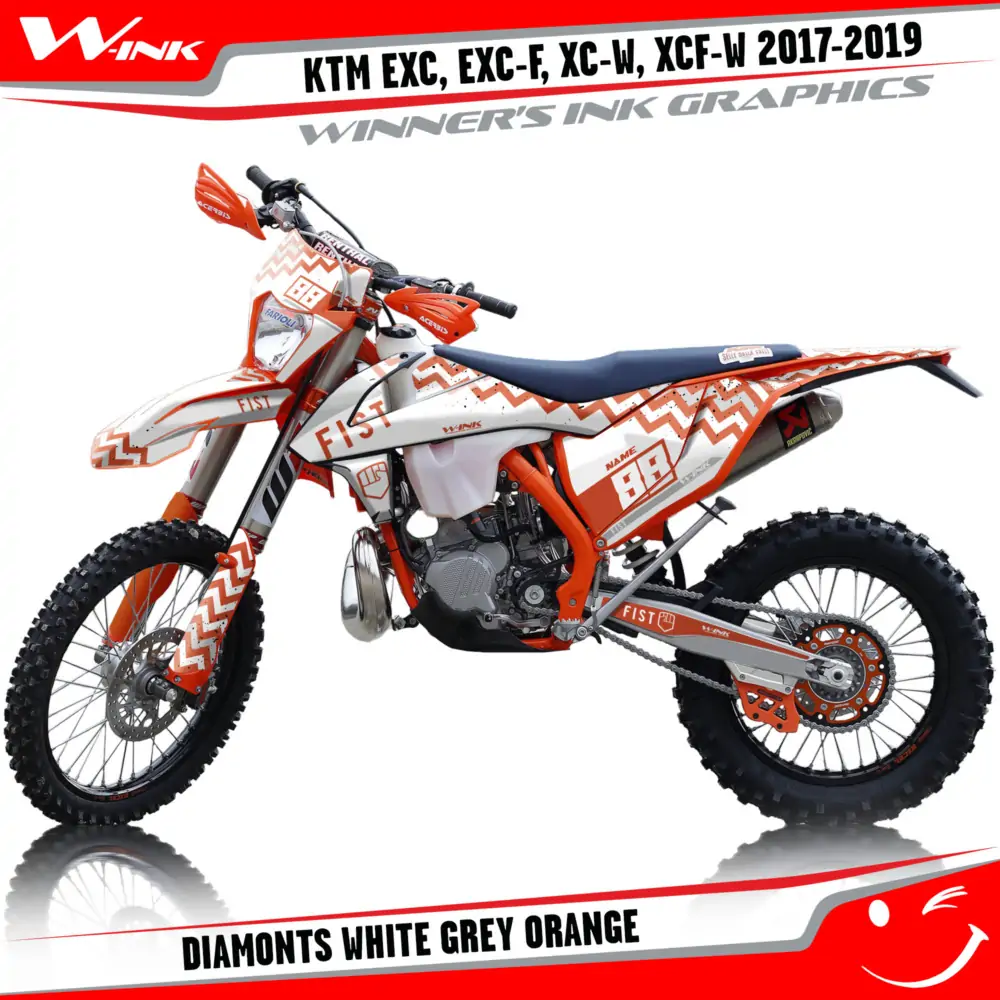 KTM-EXC-EXC-F-XC-W-XCF-W-2017-2018-2019-graphics-kit-and-decals-Diamonts-White-Grey-Orange