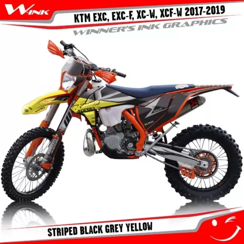 KTM-EXC-EXC-F-XC-W-XCF-W-2017-2018-2019-graphics-kit-and-decals-Striped-Black-Grey-Yellow