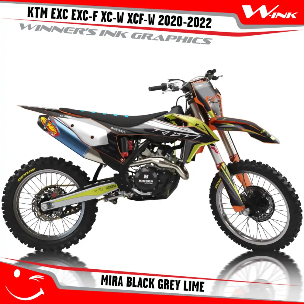 KTM-EXC-EXC-F-XC-W-XCF-W-2020-2021-2022-graphics-kit-and-decals-with-design-Mira-Black-Grey-Lime