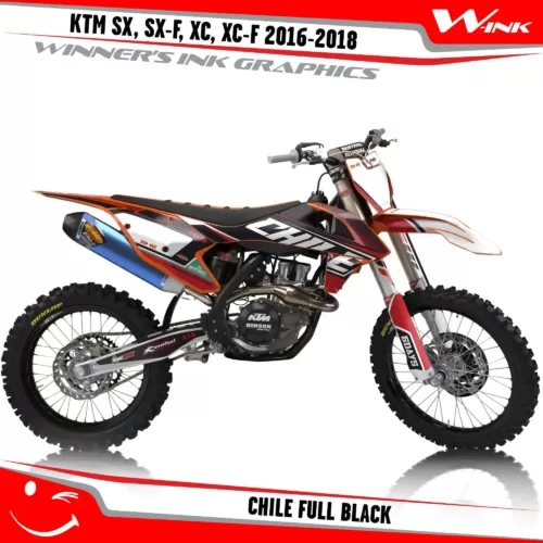 KTM-SX,SX-F,XC,XC-F-2016-2017-2018-graphics-kit-and-decals-Chile-Full-Black