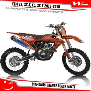 KTM-SX,SX-F,XC,XC-F-2016-2017-2018-graphics-kit-and-decals-Diamonts-Orange-Black-White