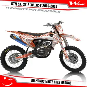 KTM-SX,SX-F,XC,XC-F-2016-2017-2018-graphics-kit-and-decals-Diamonts-White-Grey-Orange