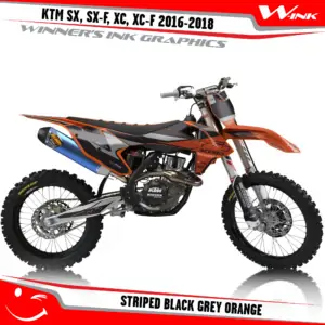 KTM-SX,SX-F,XC,XC-F-2016-2017-2018-graphics-kit-and-decals-Striped-Black-Grey-Orange