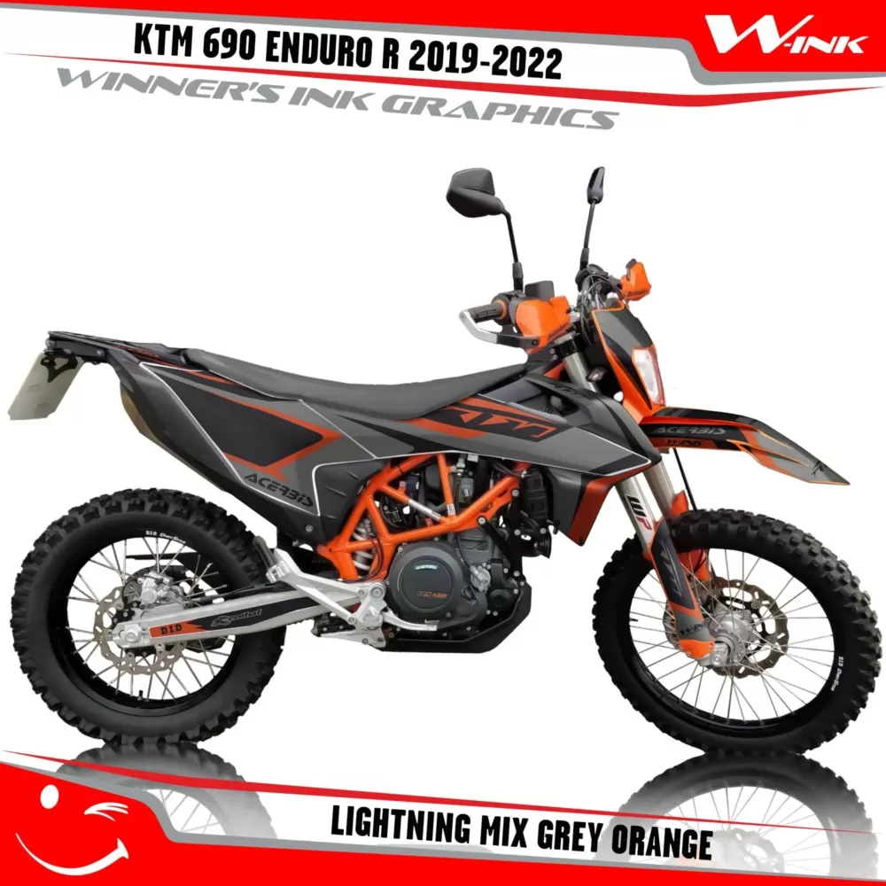KTM-690-ENDURO-R-2019-2020-2021-2022-graphics-kit-and-decals-Lightning-Mix-Grey-Orange