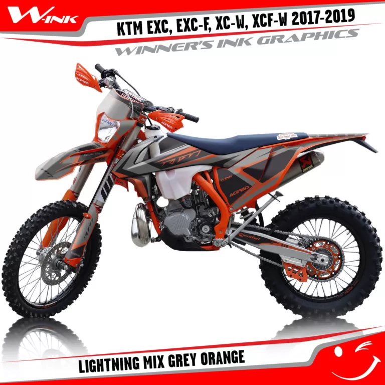 KTM-EXC-EXC-F-XC-W-XCF-W-2017-2018-2019-graphics-kit-and-decals-Lightning-Mix-Grey-Orange