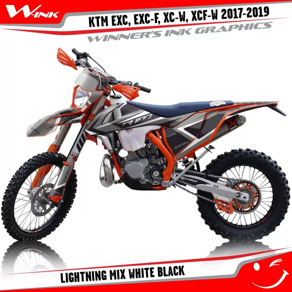 KTM-EXC-EXC-F-XC-W-XCF-W-2017-2018-2019-graphics-kit-and-decals-Lightning-Mix-White-Black