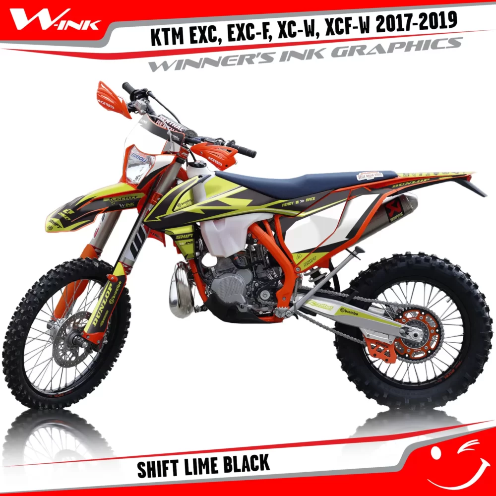 KTM-EXC-EXC-F-XC-W-XCF-W-2017-2018-2019-graphics-kit-and-decals-Shift-Lime-Black