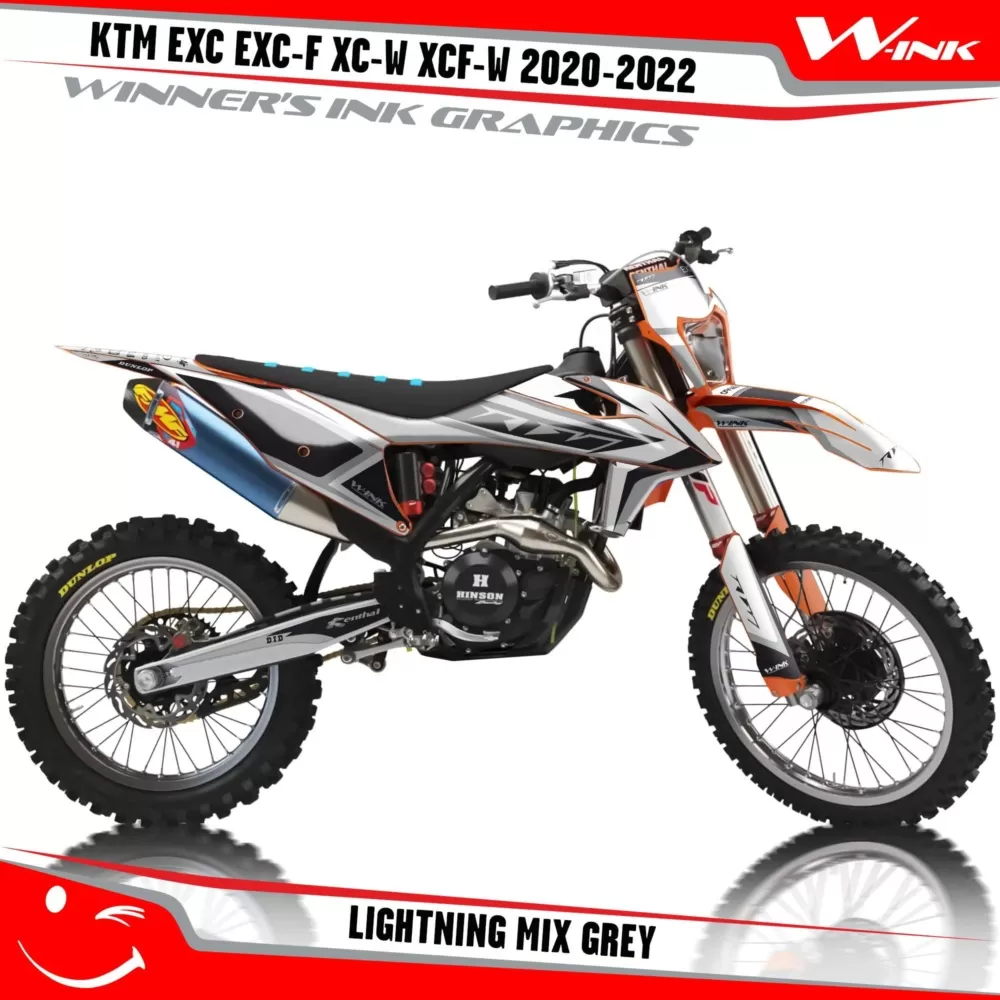 KTM-EXC-EXC-F-XC-W-XCF-W-2020-2021-2022-graphics-kit-and-decals-with-design-Lightning-Mix-Grey
