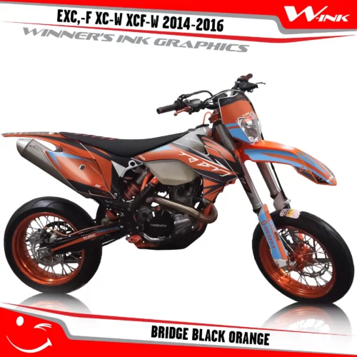 KTM-EXC,-F-XC-W-XCF-W-2014-2015-2016-graphics-kit-and-decals-Bridge-Black-Orange