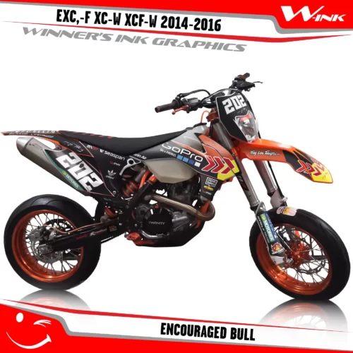 KTM-EXC,-F-XC-W-XCF-W-2014-2015-2016-graphics-kit-and-decals-Encouraged-Bull