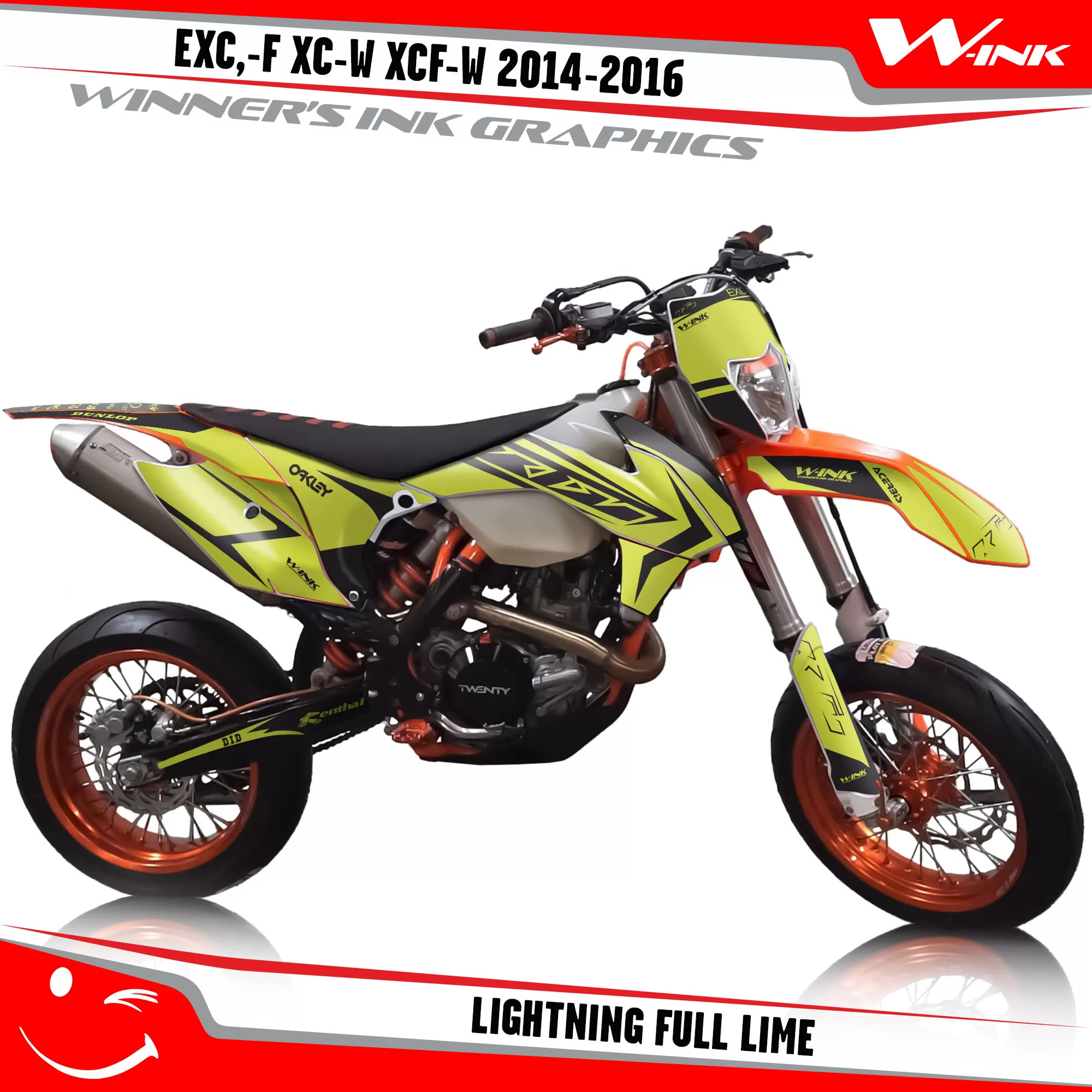 Buy decals For KTM EXC, -F, XC-W, XCF-W 2014-2016 Lightning Full Lime