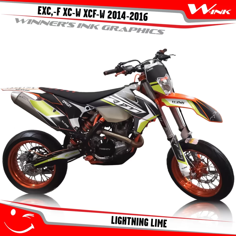 KTM-EXC,-F-XC-W-XCF-W-2014-2015-2016-graphics-kit-and-decals-Lightning-Lime